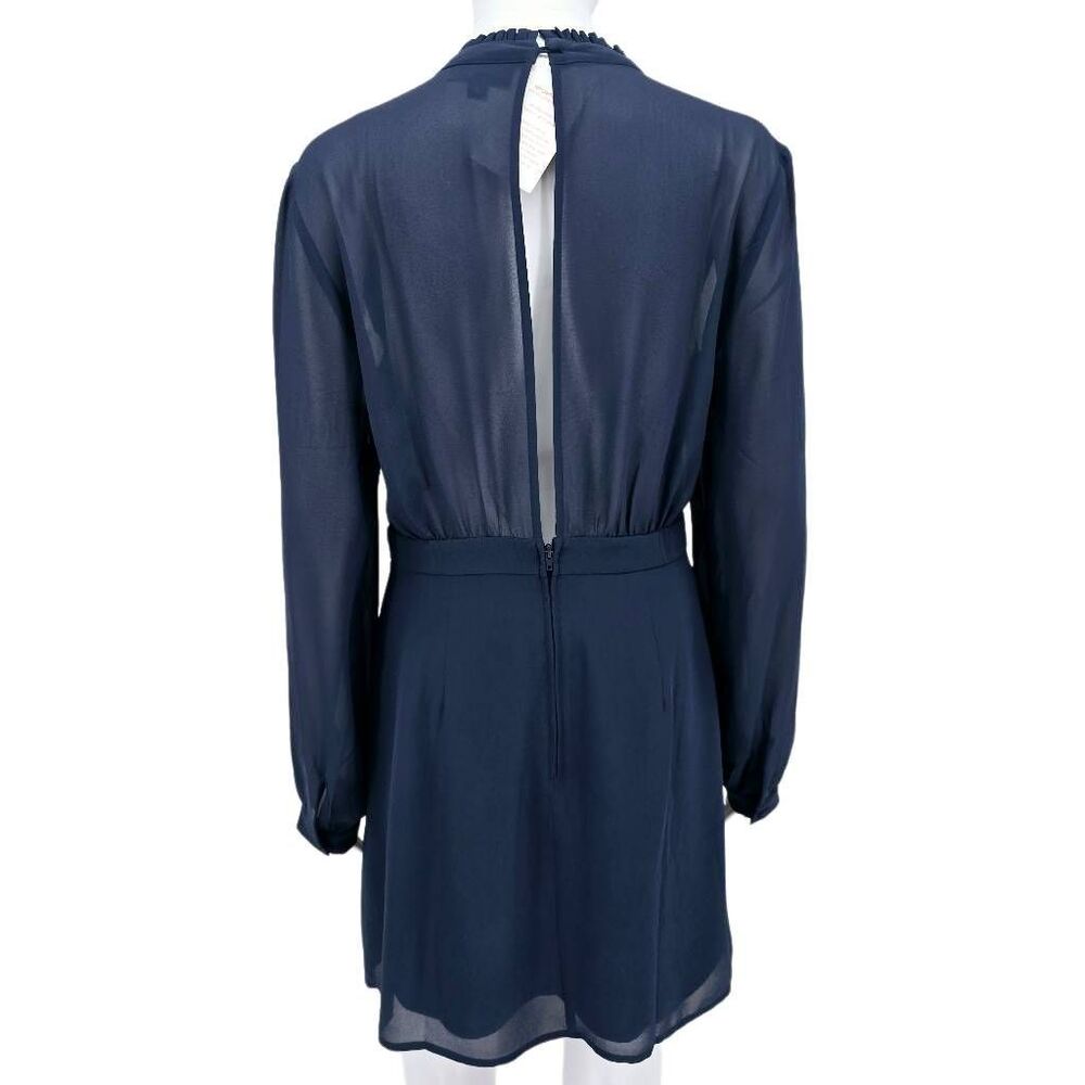 ModCloth Ruffle A-Line Open Back Mini Blue 8 - Picture 2 of 9